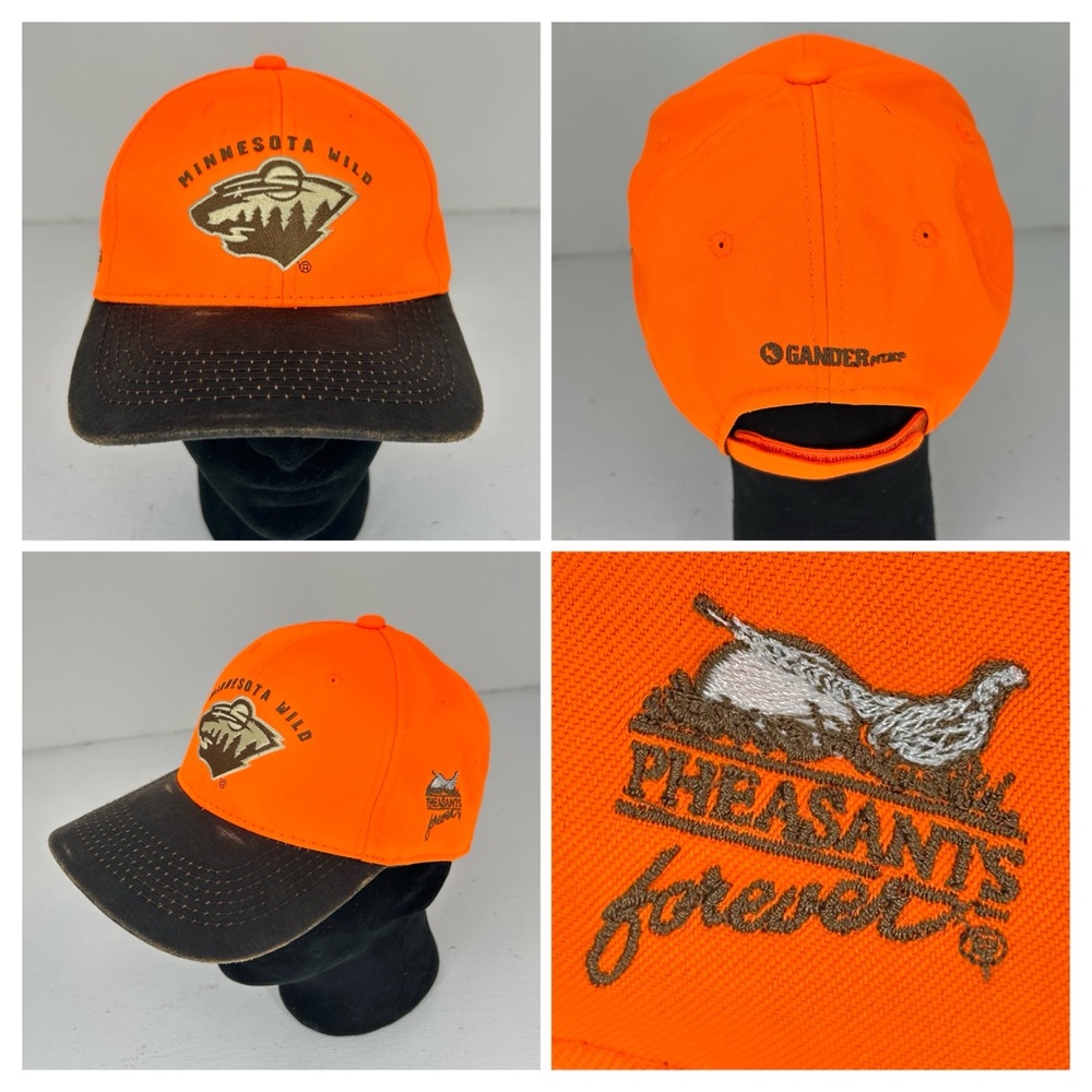 Minnesota Wild X Pheasants Forever Hat‎ Cap Orange Blaze NHL Hockey Hunting